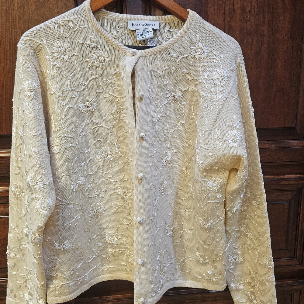 Robert Scott Cream Floral Cardigan